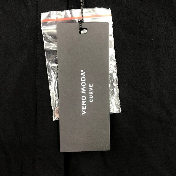 Vero Moda Giada Long Shirt Plus 16 Button Front Long Sleeve Tunic Black NWT - Picture 4 of 12